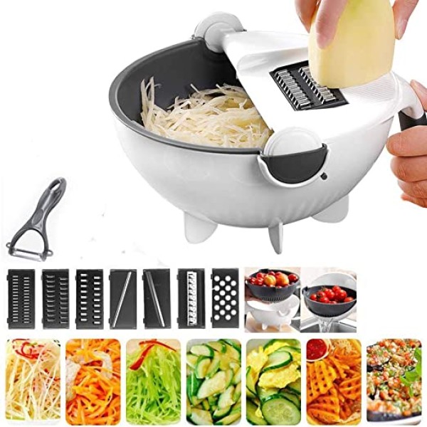 9 in1 Vegetable Cutter with Drain Basket